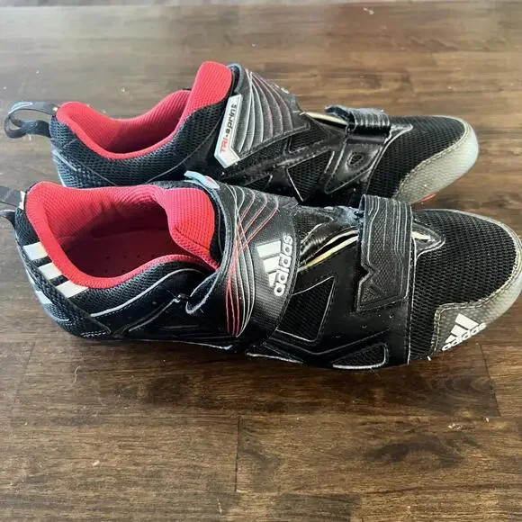 Adidas Mens Black and Red 2 Strap fastenser Cycling Shoes Size 9.5 - Picture 2 of 7
